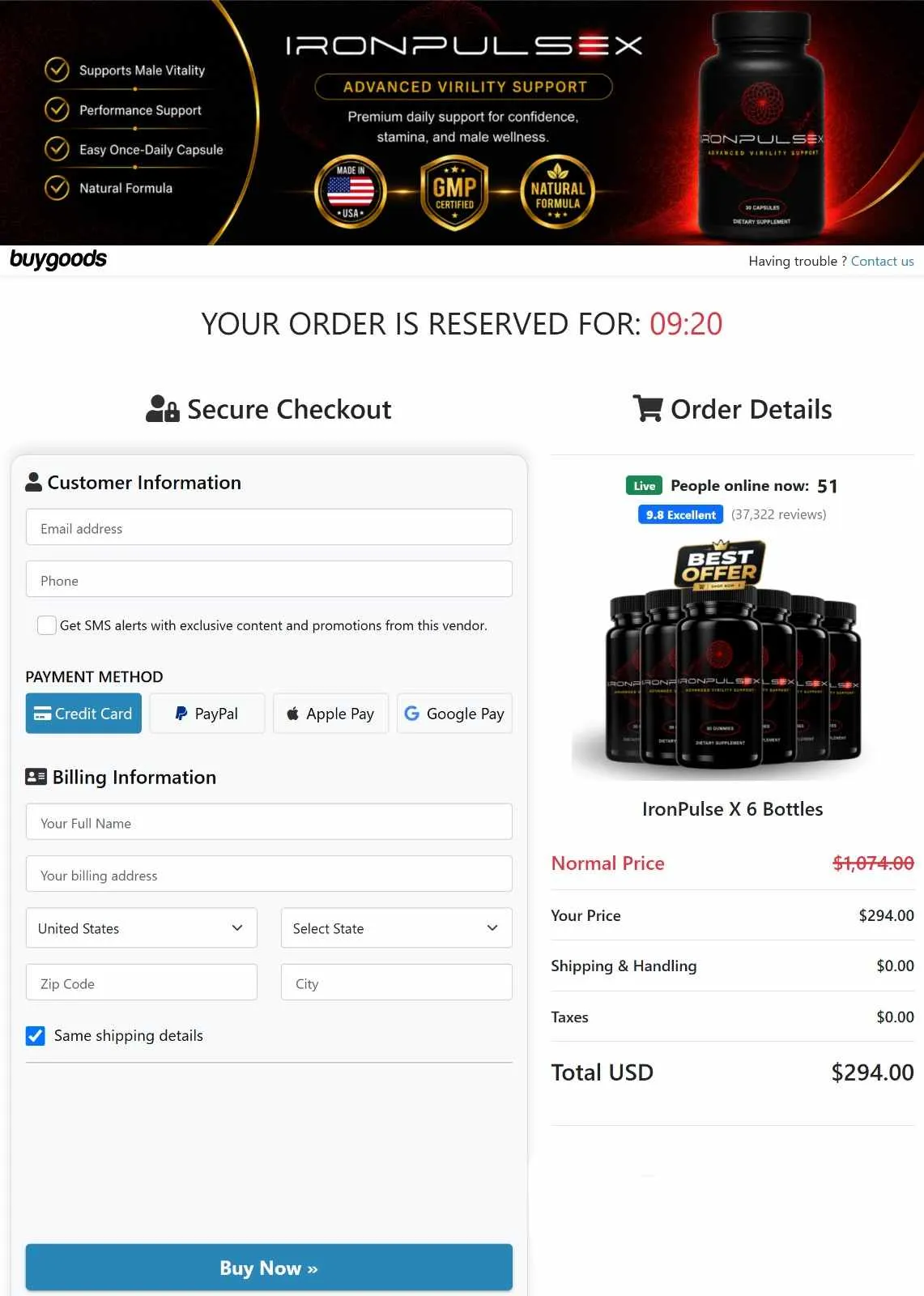 IronPulseX Checkout Page